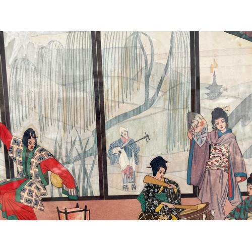9040 - C EDMONDS: Oriental scene depicting female musicians and dancers, 29.5cm x 50cm  (R)  £0