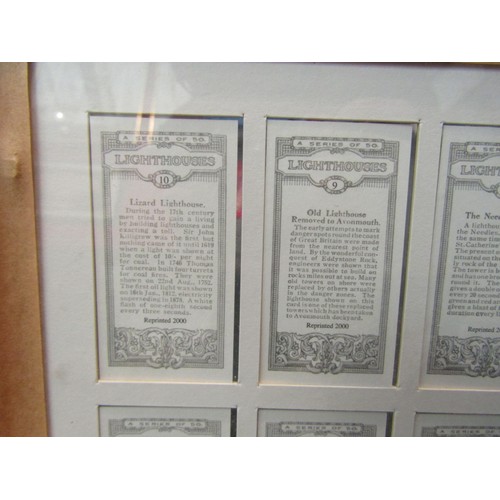 1104 - Two framed and glazed cigarette card displays, Lighthouses and Cats productions     (E) £10-20