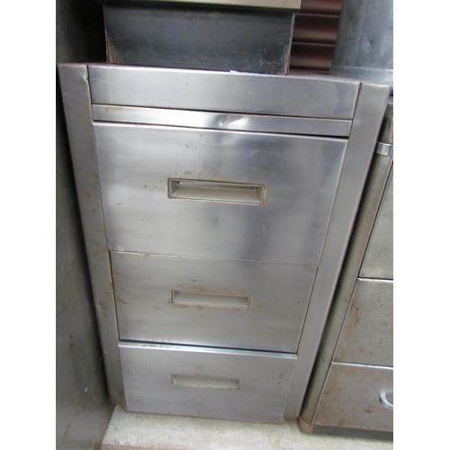 3499 - An industrial metal three drawer unit