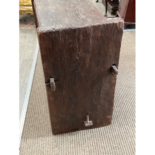 9022A - An Eastern carved wood chest, foliate front panel, lift plank lid, 87cm x 132cm x 48cm  (R)  £150