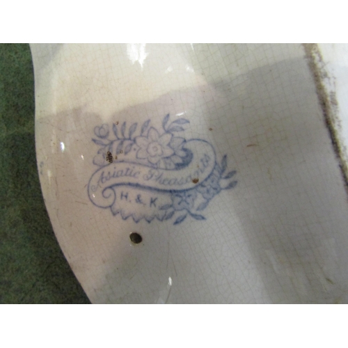 4007 - Three transferware meat platters; one 