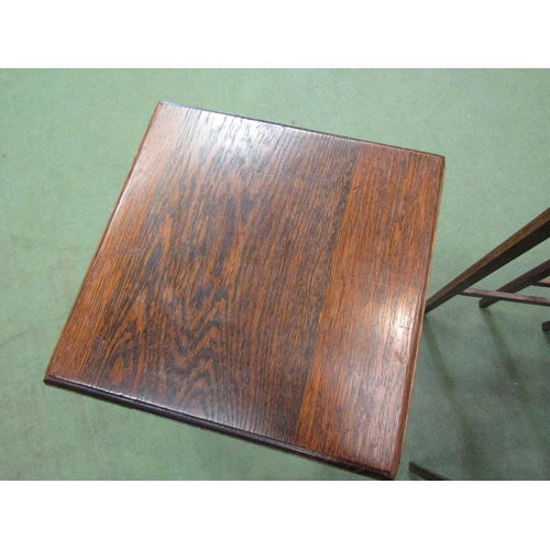 4009 - A Waring & Gillow oak nest of three tables, makers plaque to base, 53cm high x 44cm wide x 33cm deep... 