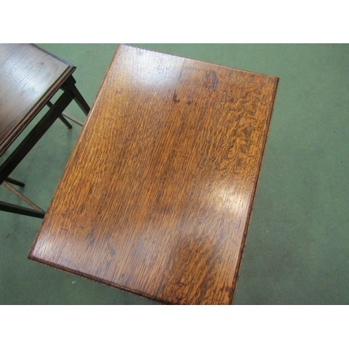 4009 - A Waring & Gillow oak nest of three tables, makers plaque to base, 53cm high x 44cm wide x 33cm deep... 