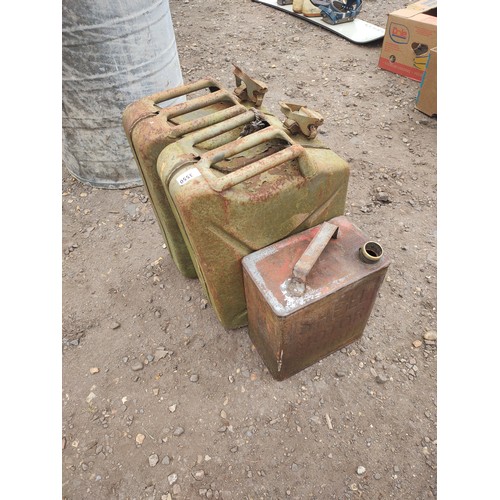 3550 - Two Jerry Cans and a Shell motor spirit can