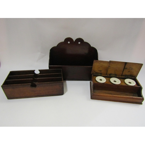 4248 - A collection of treen: two letter racks, an inkwell (3)