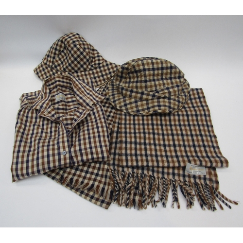 Two wool Aquascutum scarves two hats including deer stalker and a