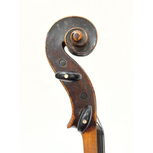 8057 - An early 20th Century full size violin (4/4), spruce top, two piece back, stamped Duke London but po... 