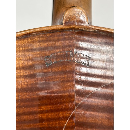 8053 - An early 20th Century Steiner violin, spruce top, two piece figured maple back with impressed maker'... 