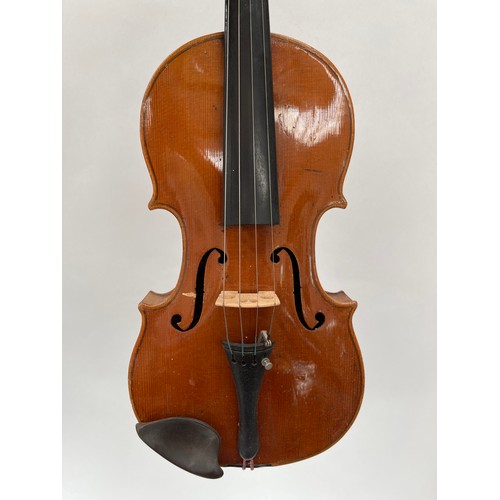 8054 - A 1925 dated Michael Potscher violin, full size (4/4), for restoration, cased