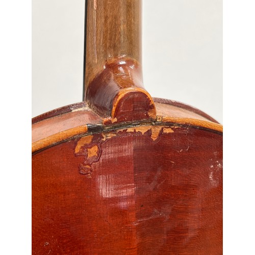 8054 - A 1925 dated Michael Potscher violin, full size (4/4), for restoration, cased