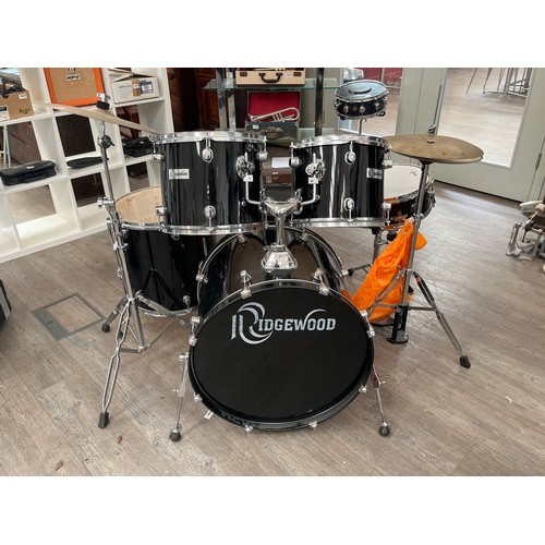 8045 - A Ridgewood drum kit, Kick, floor tom, 2 rack toms, snare, throne, Hi-hats and stand, crash and stan... 