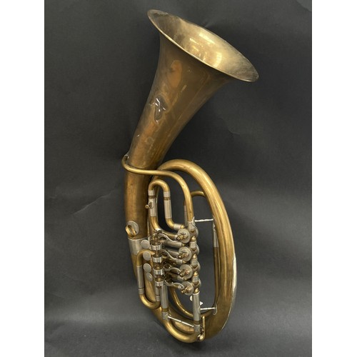 8063 - A 19th Century V.F. Cerveny Czech brass marching baritone with case