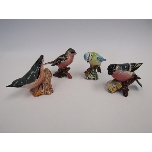 9056 - Four Beswick Birds - Chaffinch, Nuthatch, Bullfinch and Blue-tit