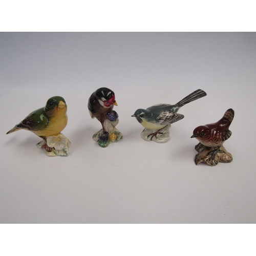 9057 - Four Beswick Birds - Wren, Goldfinch, Greenfinch and Grey Wagtail