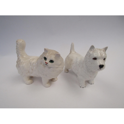 9072 - A Beswick West Highland Terrier (large) in white gloss, model no. 2038 together with a Beswick Persi... 