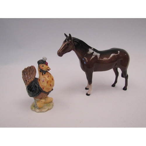 9076 - A Beswick Thoroughbred Stallion (small) in brown gloss, model no. 1992 together with a Beswick Beatr... 