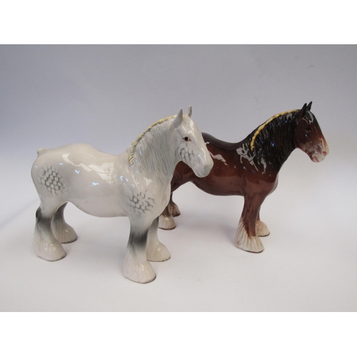 9095 - A Beswick Shire Mare in grey gloss together with a Beswick Shire Mare in brown gloss, model nos. 818