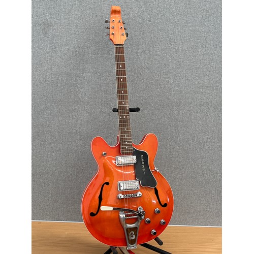 8171 - A Baldwin model 706V semi-acoustic electric guitar, burnt orange colour body, by Jim Burns