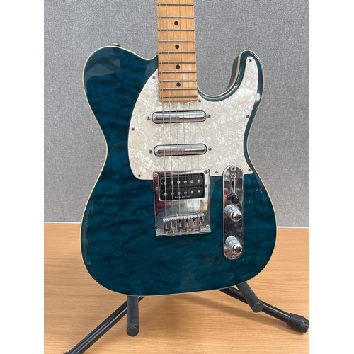 8168 - A Samick Greg Bennett design signature series telecaster style electric guitar, mottle blue finish, ... 