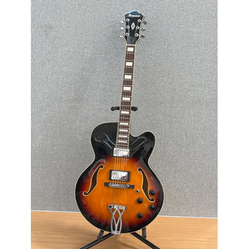 8190 - An Ibanez Artcore Series AF75-BS-12-04 semi-acoustic guitar, sunburst body, serial no. S11022443, ma... 