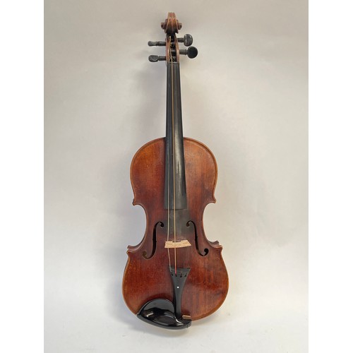 8062 - A 19th Century Mittenwald violin, full size (4/4), spruce top, two-piece back, label Amatius, stampe... 