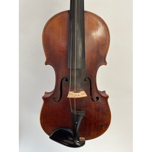 8062 - A 19th Century Mittenwald violin, full size (4/4), spruce top, two-piece back, label Amatius, stampe... 