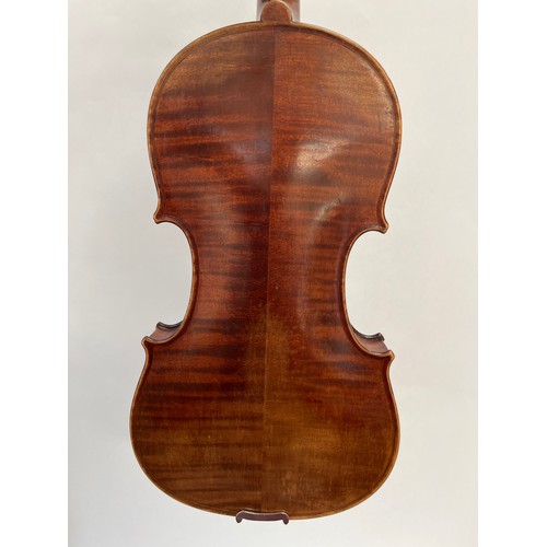 8062 - A 19th Century Mittenwald violin, full size (4/4), spruce top, two-piece back, label Amatius, stampe... 