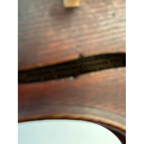 8062 - A 19th Century Mittenwald violin, full size (4/4), spruce top, two-piece back, label Amatius, stampe... 