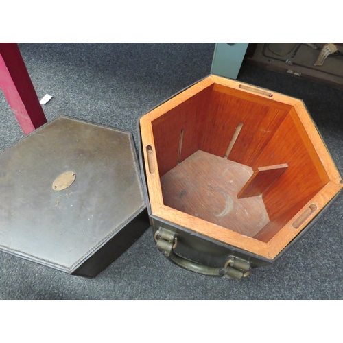 1094 - A hexagonal leather covered storage box