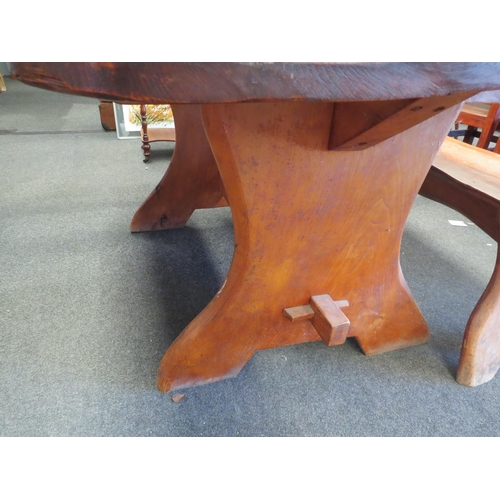 1106 - A 20th Century cherry wood rustic plank top six seater table a/f   (E) £40-60