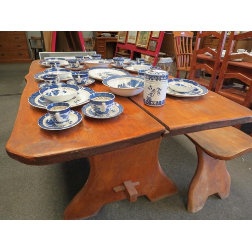 1106 - A 20th Century cherry wood rustic plank top six seater table a/f   (E) £40-60