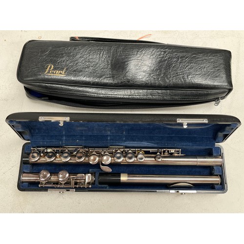 8196 - A Pearl NS-600E flute, 21-4892, made in Japan, cased and with cover