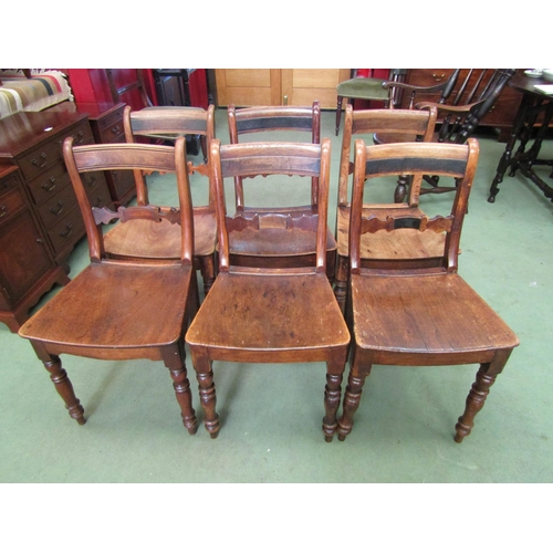 4088 - Six 19th Century Anglian fruitwood dining chairs with dished seats on turned fore legs