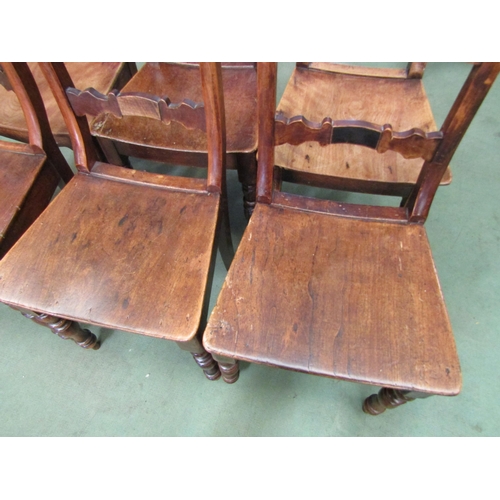 4088 - Six 19th Century Anglian fruitwood dining chairs with dished seats on turned fore legs