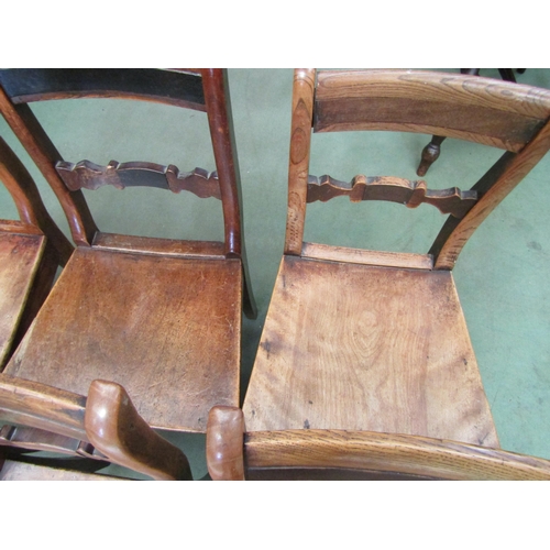 4088 - Six 19th Century Anglian fruitwood dining chairs with dished seats on turned fore legs