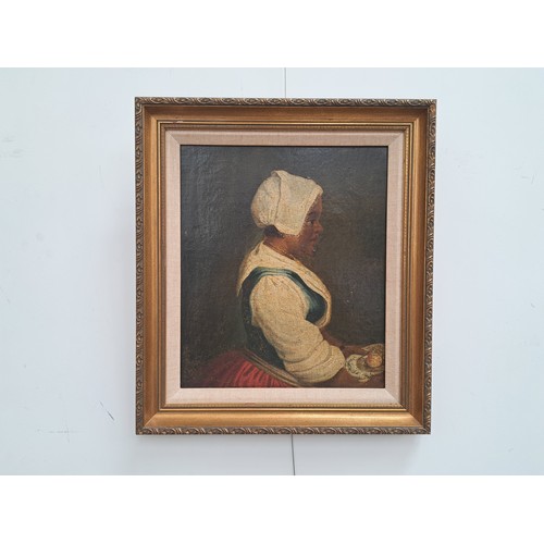 4101 - An early 19th English School half length portrait of a black female waiting woman, facing sinister, ... 