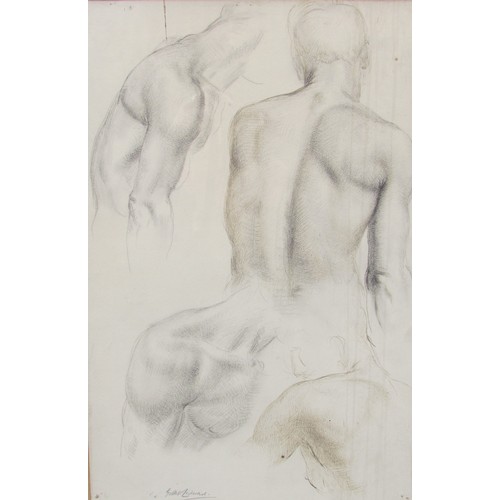 4107 - GILBERT LEDWARD (1888-1960) A framed and glazed pencil and ink sketch, studies of male torsos. Penci... 