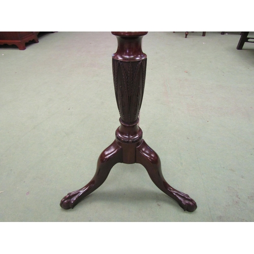 4155 - A carved mahogany standard lamp with reeded column over wheatear & harebell decoration on ball in cl... 