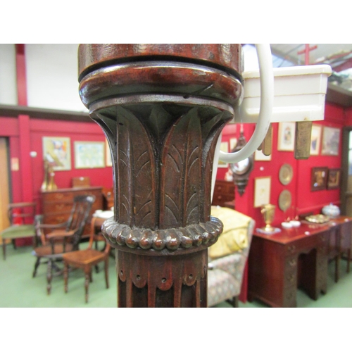 4155 - A carved mahogany standard lamp with reeded column over wheatear & harebell decoration on ball in cl... 