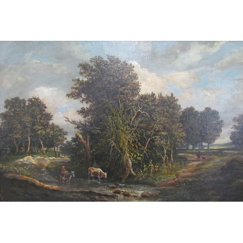 4158 - An early to mid 19th Century English School rural landscape depicting woodland, lane and river with ... 