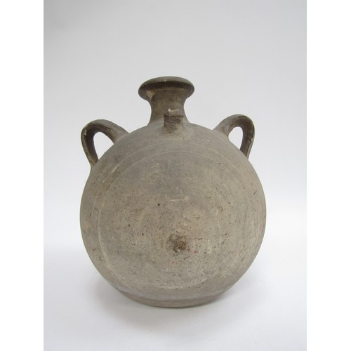 4176 - A pottery water vessel with loop handles, 26cm tall