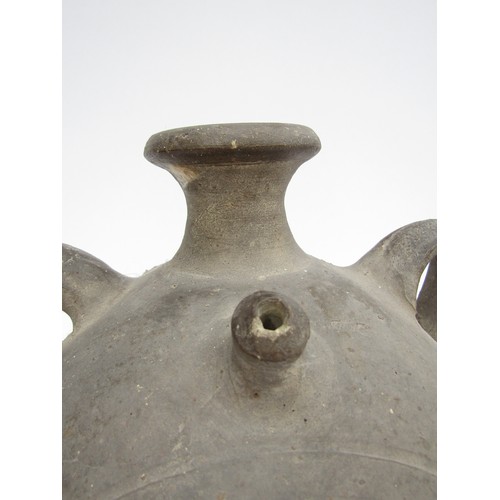 4176 - A pottery water vessel with loop handles, 26cm tall