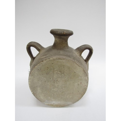 4176 - A pottery water vessel with loop handles, 26cm tall