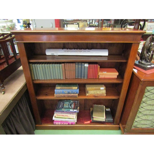 4219 - A 19th Century mahogany height adjustable bookshelf on a plinth base, 128cm high x 114cm wide x 32cm... 