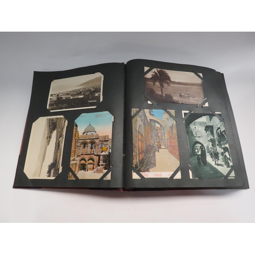 4222 - An early to mid 20th Century postcard album containing scenes of Jerusalem and Middle East, Andalusc... 