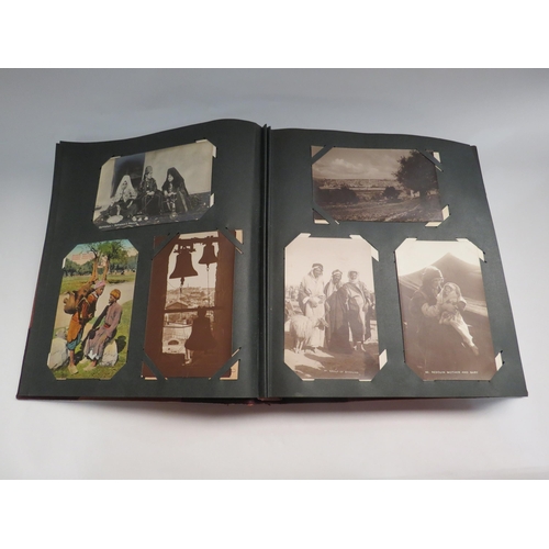 4222 - An early to mid 20th Century postcard album containing scenes of Jerusalem and Middle East, Andalusc... 