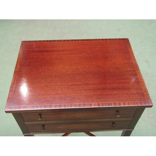 4242 - A Georgian style two drawer sewing/work table with square tapering legs to 'X' stretcher base, 76cm ... 