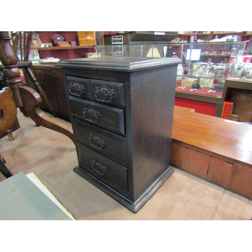 4248 - A small scale ebonised chest of two short over three long drawers, 47cm high x 37cm wide x 29cm deep