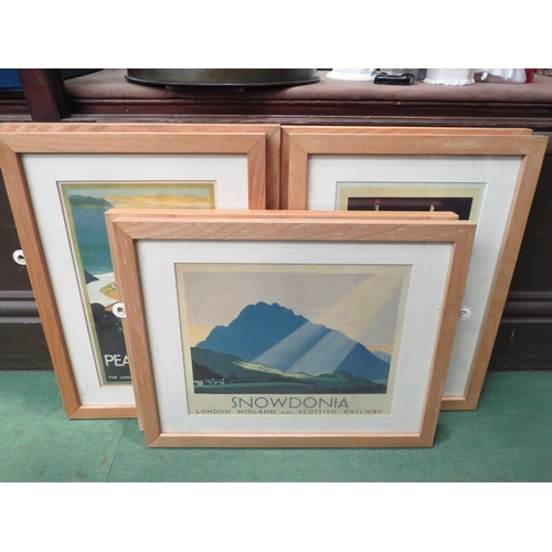 4285 - Six reproduction railway related posters, framed and glazed, 28cm x 18cm approximately