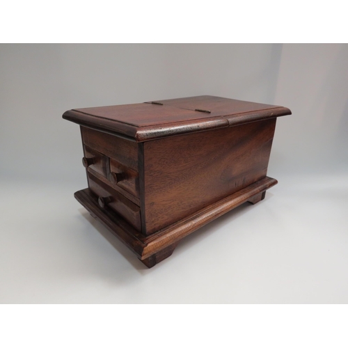 4301 - A small wooden jewellery box with concealed mirror